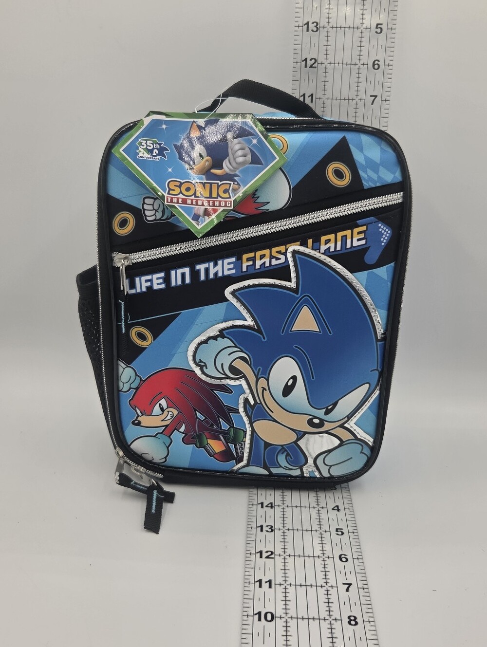 Sonic the Hedgehog 35th Anniversary Lunch Bag Insulated Blue/Black Side Pocket